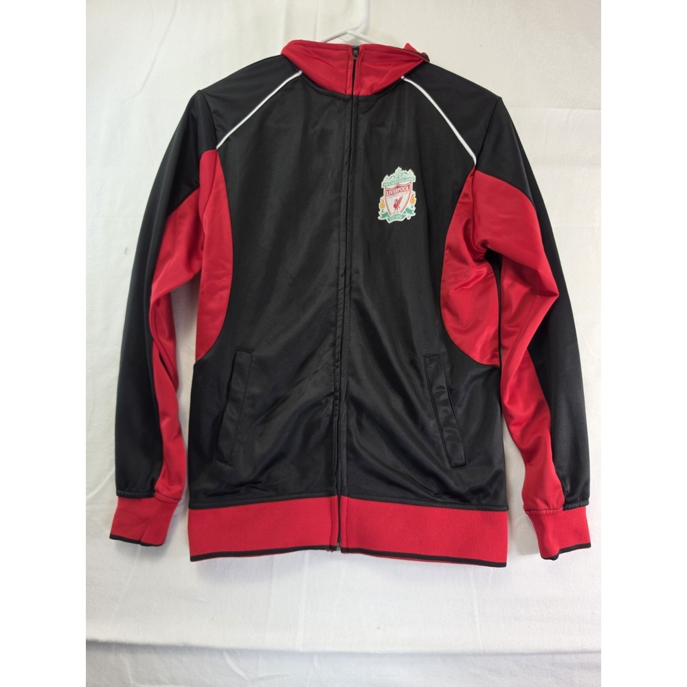 Liverpool FC LFC Track Jacket Youth Large Black Red Full Zip Official Soccer